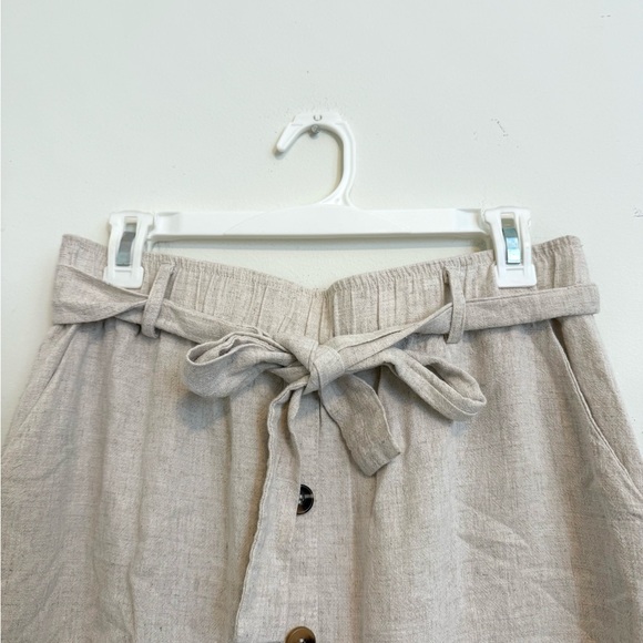 2/$30 Umgee Linen Blend Tie Waist Button Front Skirt w/ Pockets Size L - Picture 3 of 7